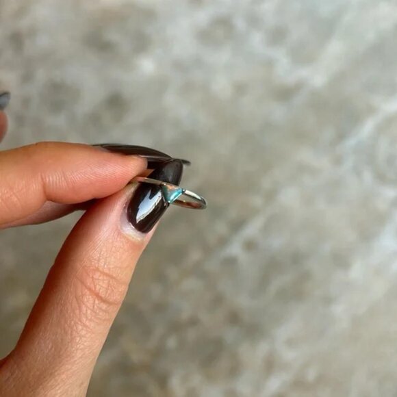 The Ina Sz 7 Sterling silver opal triangle ring - Picture 2 of 6